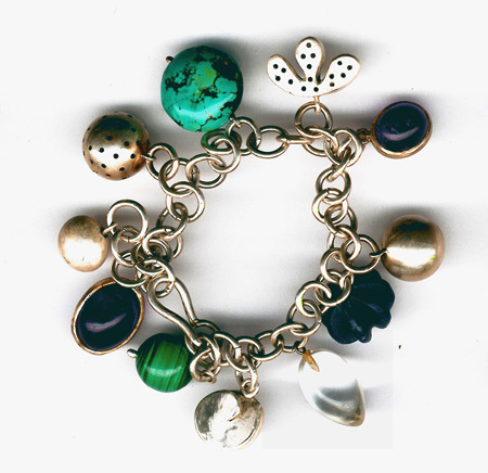 Bettlerarmband Türkis, Lapis, Silber
