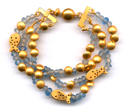 Gold- Hellblaues Fischarmband