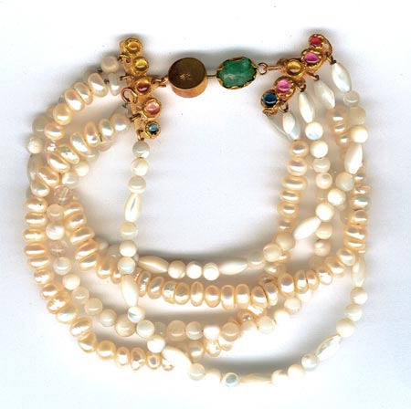 Perlenarmband mit Rubinen Gold